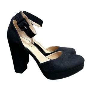 Sun + Stone Estrella Black Block Heel Ankle Strap Platform Pumps Size 8